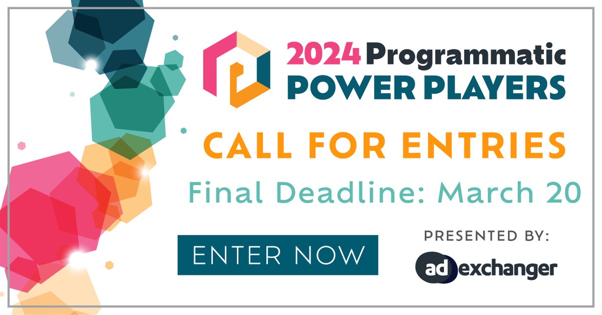 Last call! The final deadline for the 2024 Programmatic Power Players is tomorrow, 3/20. Finalize your submissions and get in the running today: …nger-powerplayers.secure-platform.com/a/solicitation…