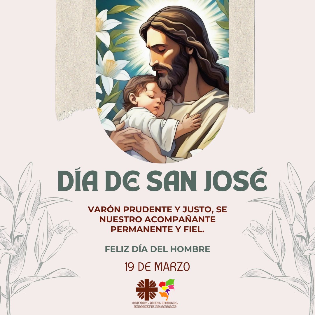 ¡Día de San José, patrono de las familias y modelo de virtudes! Su ejemplo de humildad, trabajo honesto y dedicación a su familia, nos inspira a seguir el camino del amor y el servicio desinteresado. 
En el Día del Hombre, destacamos la importancia de sus valores.