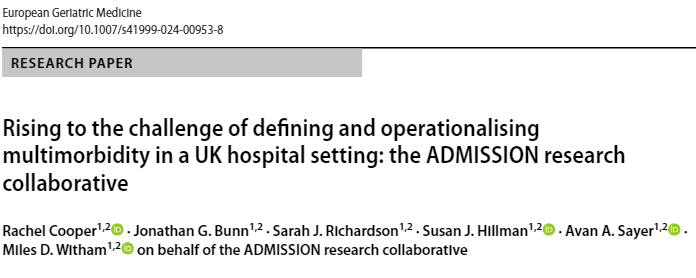 Out now: our paper outlining ADMISSION’s approach to defining MLTC in the hospital setting. We have included code lists of conditions to address the need for greater transparency & consistency & hope this is a useful resource for the wider MLTC community: rdcu.be/dAxUI