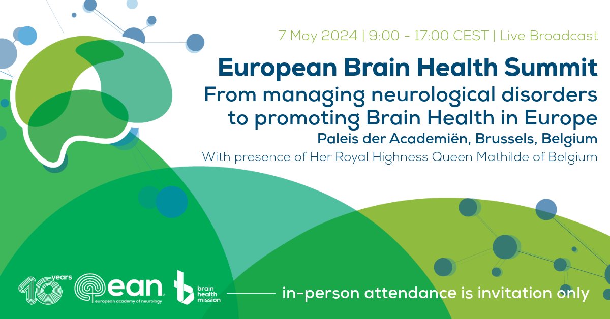 European Academy of Neurology (@eaneurology) on Twitter photo Announcing the European Brain Health Summit🎊
We are honoured to welcome an international group of speakers invested in the topic of #brainhealth and fostering efforts in support of it! 🌏🌎🌍
🔗Programme: ow.ly/XC9550QWzO7
➡️Live broadcast: 7 May 2024 Announcing the European Brain Health Summit🎊
We are honoured to welcome an international group of speakers invested in the topic of #brainhealth and fostering efforts in support of it! 🌏🌎🌍
🔗Programme: ow.ly/XC9550QWzO7
➡️Live broadcast: 7 May 2024