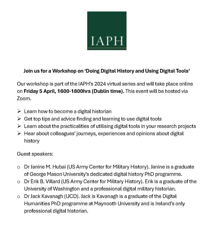 🚨IAPH Event!🚨 Join us on April 5 for our last workshop of the year on ditigal history. This is a great line up and a timely topic for all involved! Registration is free for IAPH members and only €10 for non-members. Link: bit.ly/4am2Ab1