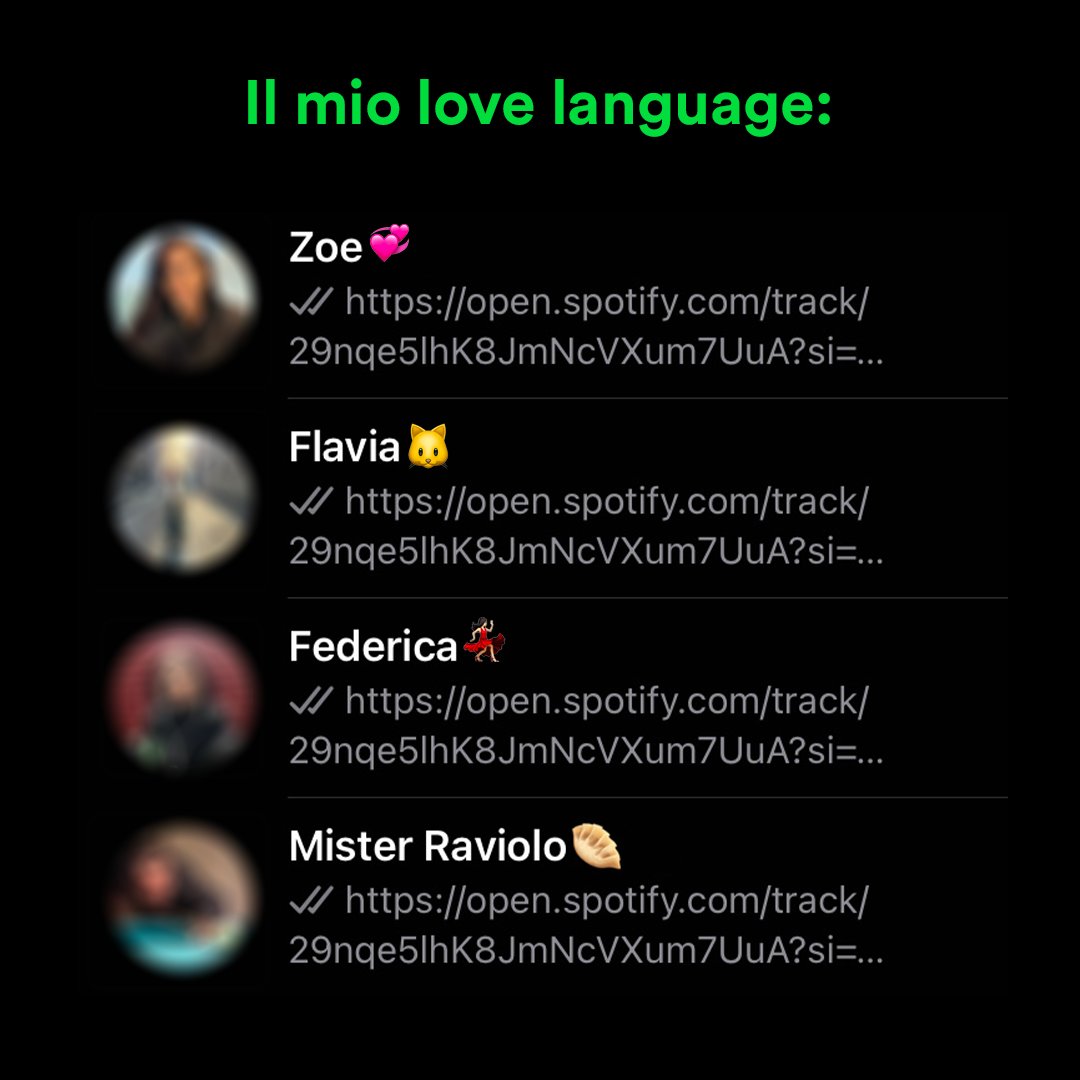 Sono una persona semplice, esprimo le mie emozioni inviando brani di Spotify.