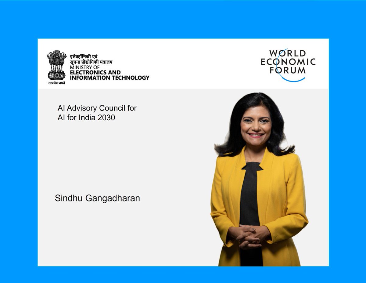 Excited to join the Advisory Council - AI for India 2030 convened by the @World Economic Forum’s along with @Ministry of Electronics and IT. #AI for #India 2030 is pioneering collaborative effort with a shared commitment to responsible AI development and #innovation for India.