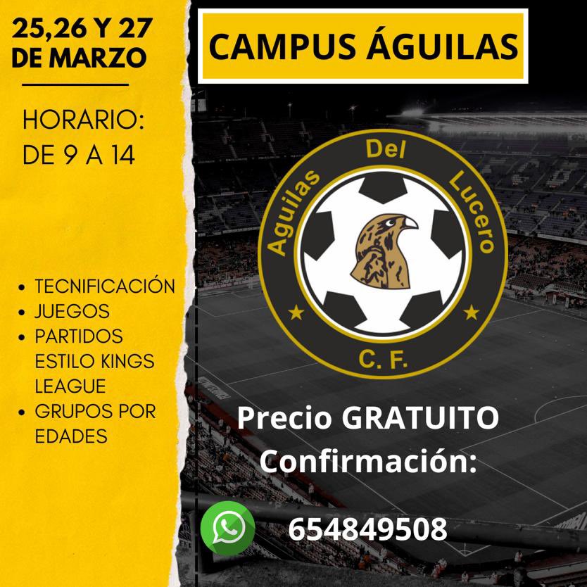 CAMPUS AGUILAS

Para todo el que quiera asistir al campus los días 25,26 y 27 de Marzo puede pasar un buen rato entrenando y jugando con entrenadores cualificados en el Arjona.

Para asistir recordamos que el precio es GRATUITO y solo se necesita reservar en el 654849508.