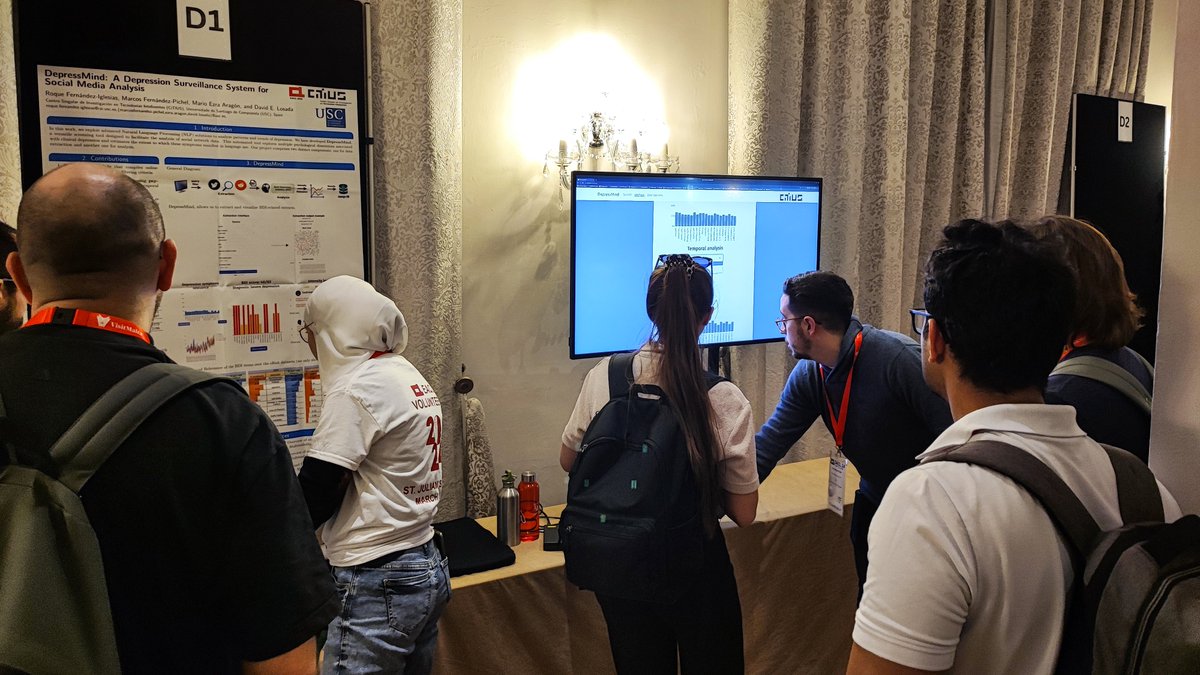 citiususc's tweet image. A CiTIUS team (@davidelosada, @MEzraAragon &amp;amp; Marcos F. Pichel) present 2 new results along the @eaclmeeting, the annual top-tier conference of the #EU @aclmeeting 

1️⃣ A demo for processing and analysing early signs of #depression 
2️⃣ A paper on #ContentMining

#EACL2024 #NLProc