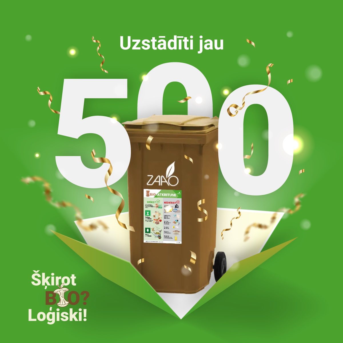 zaao_lv's tweet image. 🤩 Mums šodien svētki! ZAAO darbības reģionā uzstādīti jau  500 BIO konteineri! 🌿
Plašāk par BIO atkritumu šķirošanu un to, kam pakalpojums ir obligāts ➡️ ej.uz/zaao_uzsak_ba_…

#ZAAO #ŠķirotBIO