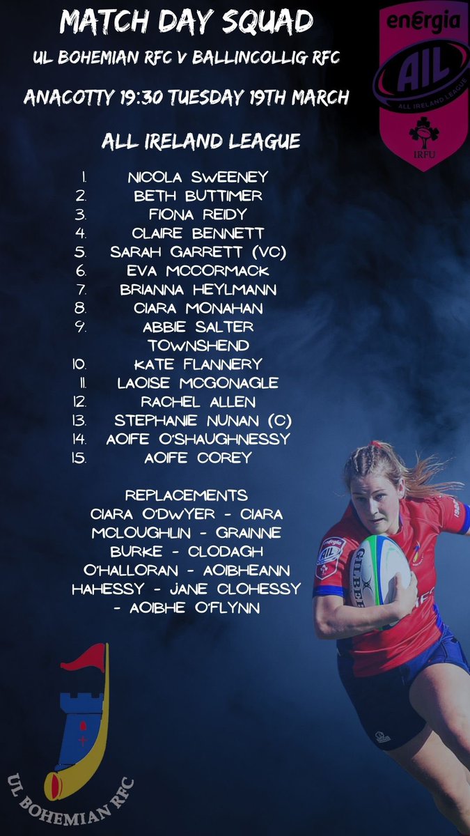 Big Munster derby v Ballincollig RFC in Annacotty this evening 💪 All support welcome for 19:30 KO ❤️💙 #womensrugby #nothinglikeit