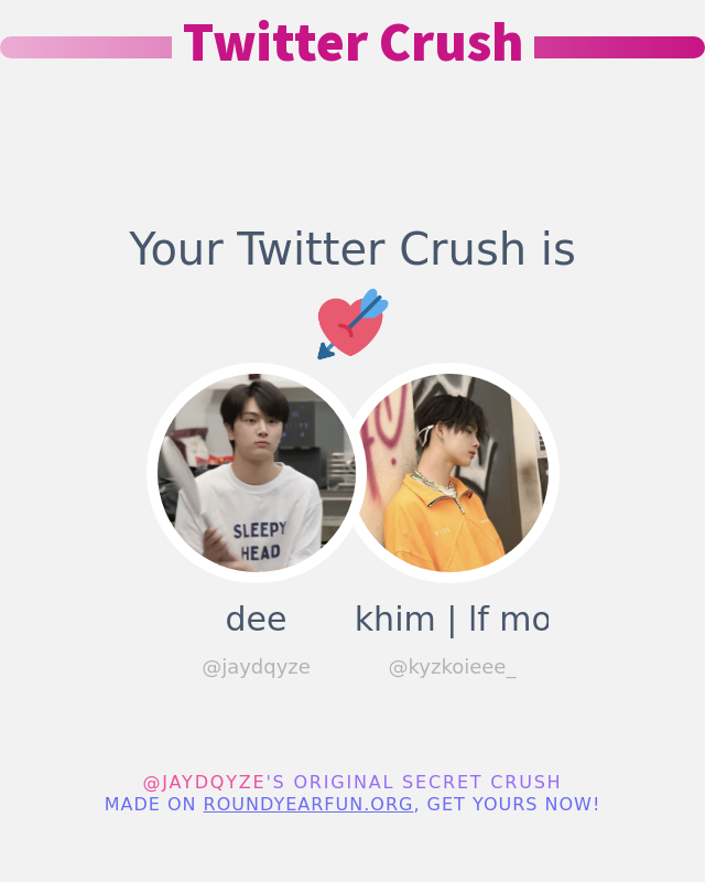 My Twitter Crush is: <a href="/kyzkoieee_/">khim 🦩</a>

➡️ funxgames.me/twittercrush