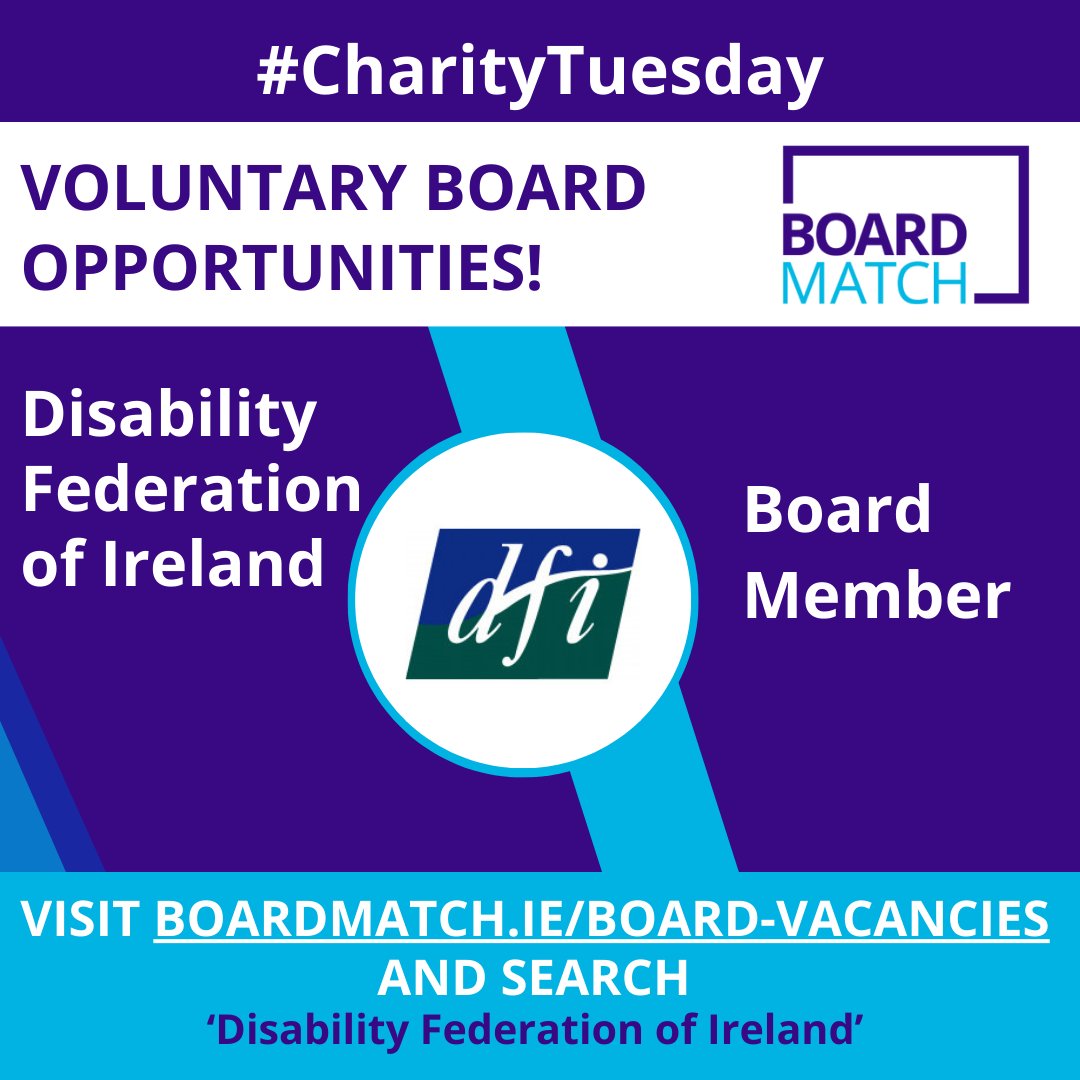 #CharityTuesday This week we are highlighting @DisabilityFed DFI are looking to recruit new members to serve on the board of directors. For more information visit lnkd.in/emVHQRVW