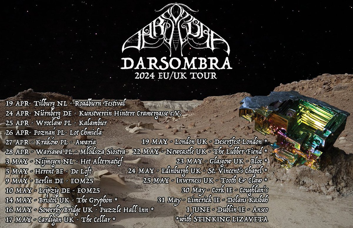 Darsombra play a bunch of Euro/UK dates from April through to June. Cork | @CoughlansLive 30/05 *With Magic Pockets Limerick | @mydolans 31/05 Dublin | Anseo 01/06 Cork 🎟️: coughlans.ie/whats-on/tombs…