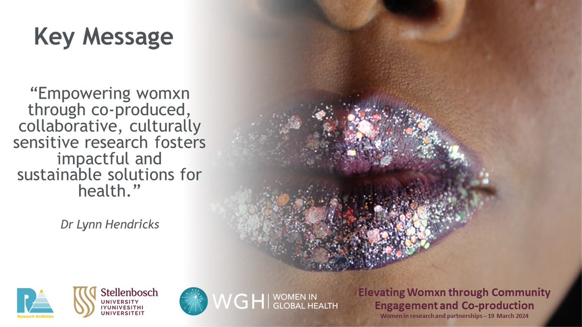 Lynn Hendricks (@research_ambit) on Twitter photo Today I got to talk with powerful women in the global health space Prof Heike Geduld, Dr <a href="/BeyMarrie/">Bey-Marrie Schmidt</a>, and Prof Salome Maswime in the <a href="/MGHWIGH/">WomeninGlobalHealth</a> webinar on Partnerships and Collaborations.
Here is my key message in case you missed it!
#women #partnerships #globalhealth #collab Today I got to talk with powerful women in the global health space Prof Heike Geduld, Dr <a href="/BeyMarrie/">Bey-Marrie Schmidt</a>, and Prof Salome Maswime in the <a href="/MGHWIGH/">WomeninGlobalHealth</a> webinar on Partnerships and Collaborations.
Here is my key message in case you missed it!
#women #partnerships #globalhealth #collab