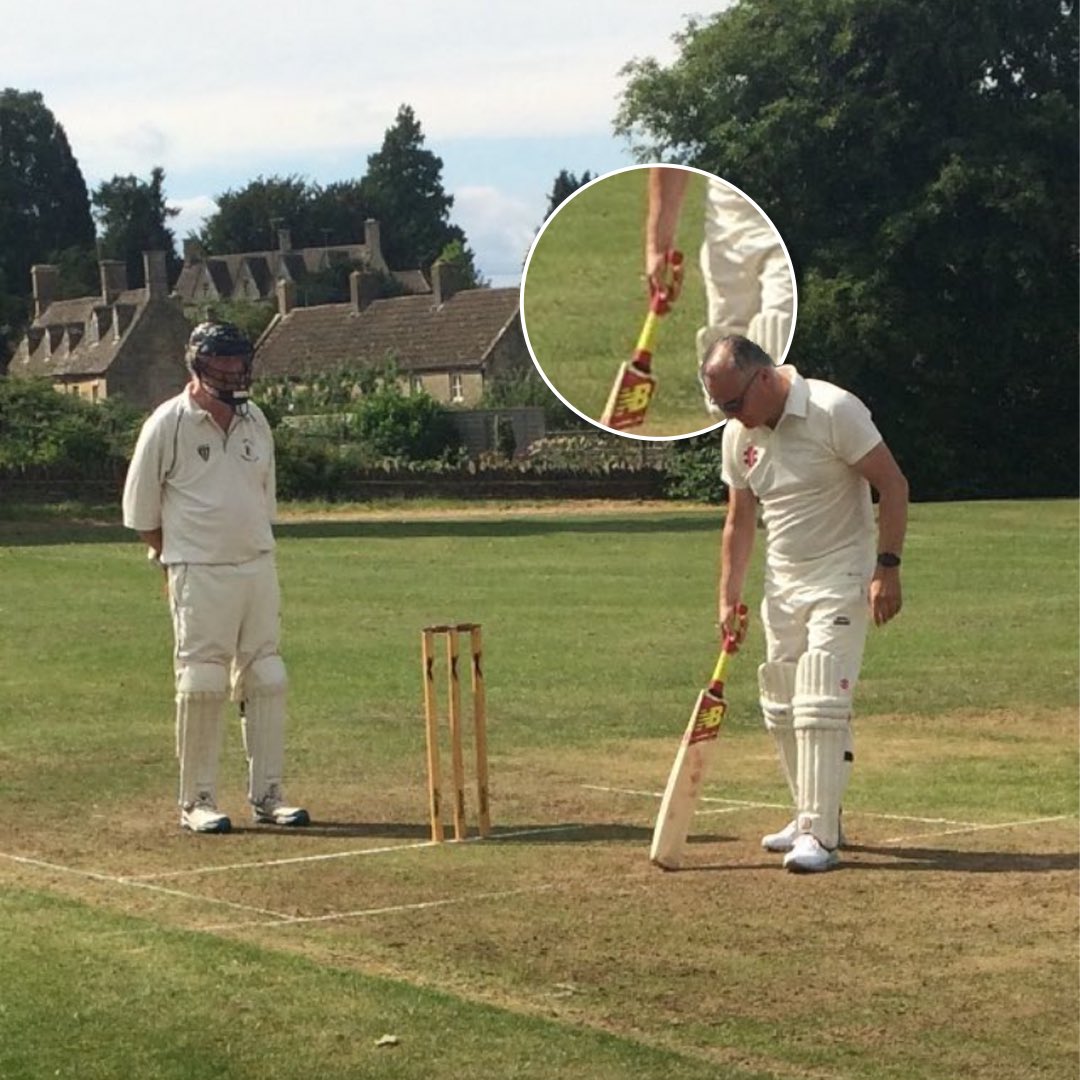 Not sure what’s more village… No batting gloves, the keepers lid or the person taking a picture at short cover 😂