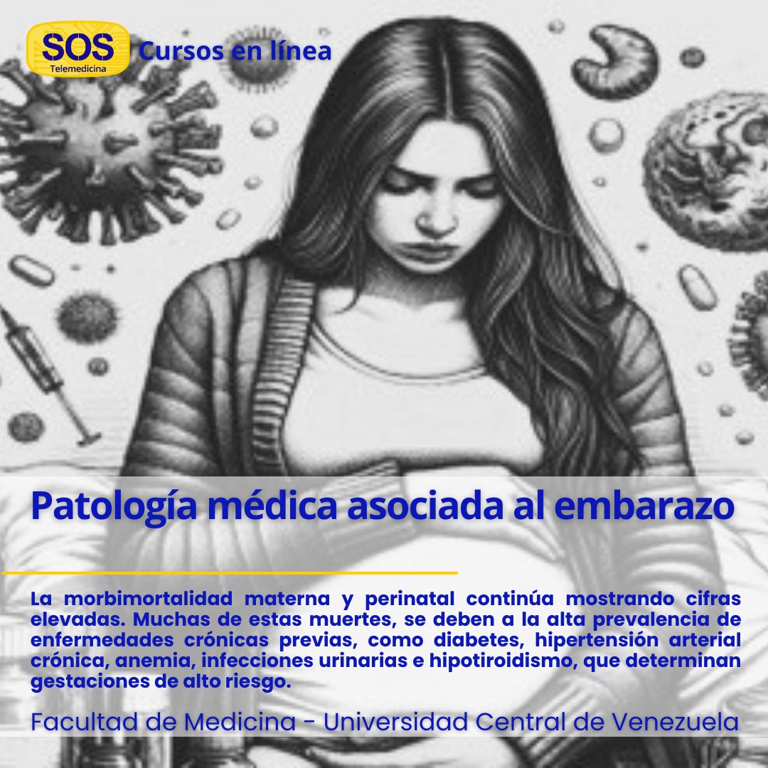El #CursoenLínea "Patología médica asociada al embarazo",  tiene como objetivo facilitar los procesos de toma de decisiones en la asistencia y los cuidados de la embarazada con patología médica. 

sostelemedicinacursos.ucv.ve

#SOSTelemedicina #FacultadDeMedicina #UCV #Cursosgratuitos