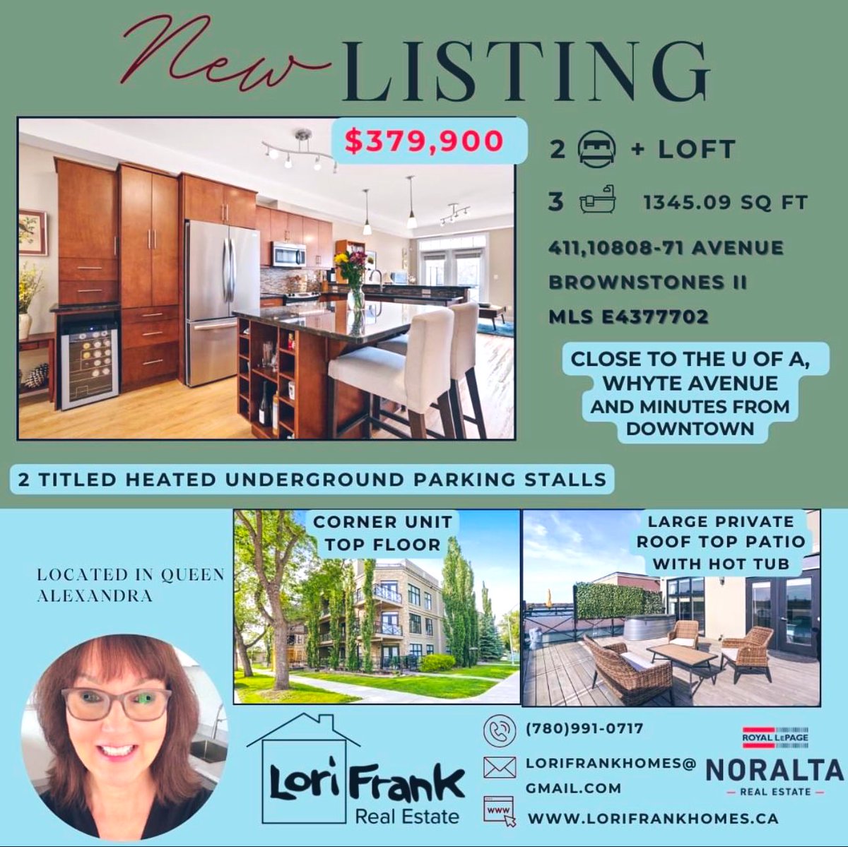 Experience luxury urban living in this spacious 2 bed + loft, 3 bath gem located close to Whyte Ave. With 1345 sq ft on 2 levels, this bright & sunny south facing unit has 9' ceilings & is filled w/features. All details are on my website lorifrankhomes.ca yegrealestate