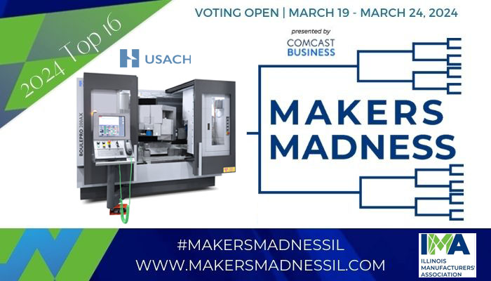 We are so excited! We’re in the Top 16  - visit makersmadnessil.com and vote for [PRODUCT] to make it through to the Top 8 round now! #MakersMadnessIL
