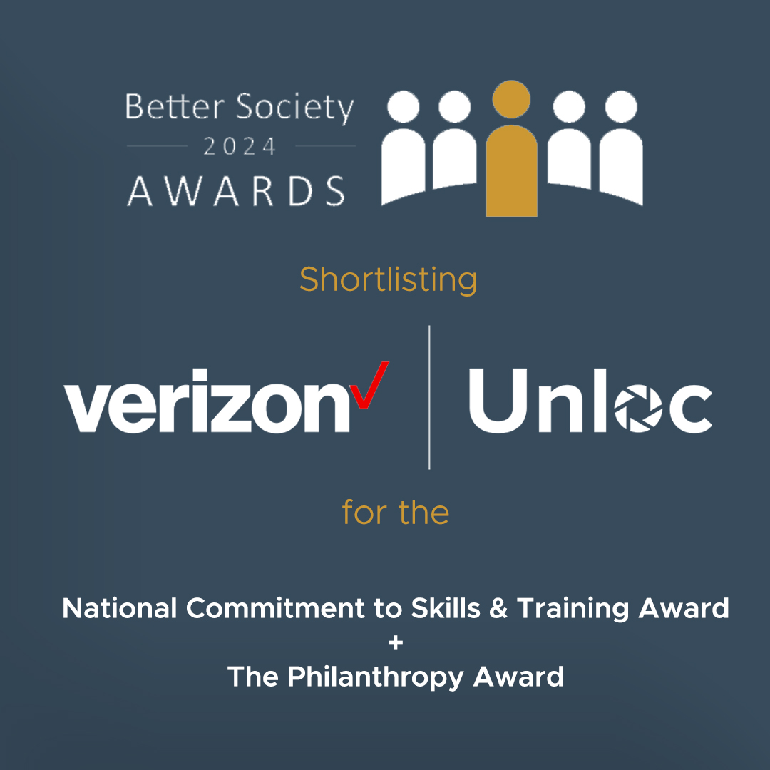 We’re thrilled! Unloc & our #partner @VerizonBusiness are shortlisted for 2 #awards at The #BetterSocietyAwards 2024 for the National Commitment to #Skills & #Training Award & the #Philanthropy Award 🙌Wish us luck for 9th May! 🏆 Read more here 👉tinyurl.com/4naafnaa