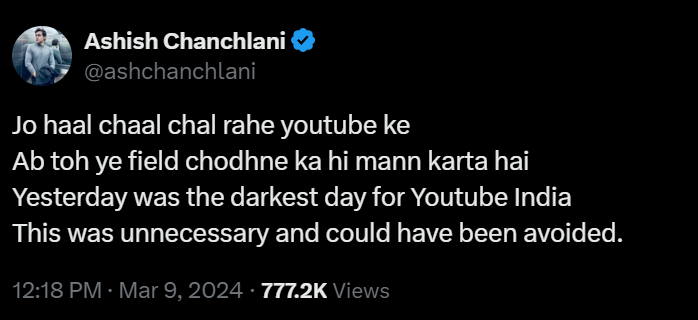 RealKhabriBhai's tweet photo. #ElvishYadav Fans always remember - Jab Maxtern waala vivaad hua toh Ashish Bhaiya ke liye Darkest Day for YouTube India hogaya tha.

Lekin aaj Elvish ke support mei ek bhi tweet nahi

Inhone Toh Hypocrisy Ki Sirf Seema Hi Nahi balki Rekha, Jaya, aur Sushma Bhi Paar Kar Di https://t.co/76RbRXgPBe