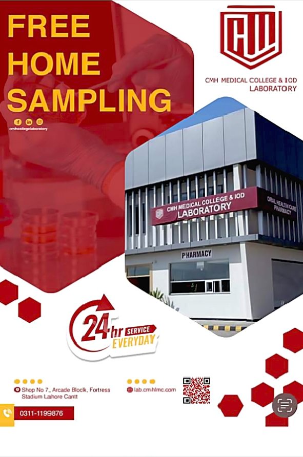 CMHLMC's tweet photo. Reliable Laboratory Tests with free home sampling
UAN : 03 11 11 99 876. 
Enjoy a further 20% discount on all Lab tests (limited time offer) https://t.co/d5Yvod4ZE4