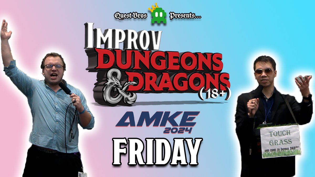 QuestBros's tweet photo. THE WAIT IS OVER! Our Friday's Improv D&D from #amke2024 is here! Thank you to everyone who was a part of the show and came to watch. Saturday's show will also be coming soon!
#anime #milwaukee #improv #comedy
#dnd #improvdnd #panel #animemilwaukee #quest
#bros #questbros https://t.co/EUcboMEGX1