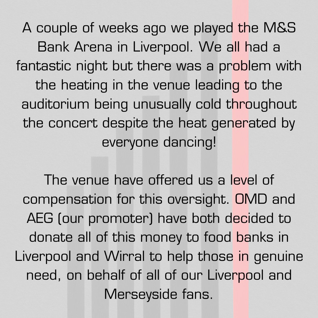 A note regarding the Liverpool show a couple of weeks ago