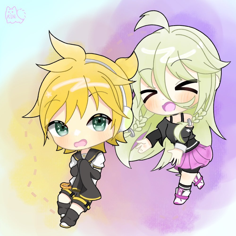 またまたまたまたまたまたまたまたまたまたまたリクエストもらっちゃいました嬉しい
今回はレンさん＆IAさん
面白い組み合わせで楽しかったけど背景は相変わらず(ry

#ミニキャラ #鏡音レン #IA-ARIA ON THE PLANETS