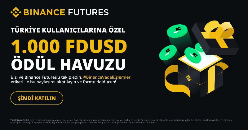 Binance_Turkish's tweet photo. 💰#Binance Futures Türkiye kullanıcılarına özel etkinliğimiz başladı!💰

🔸Takip edin @Binance_Turkish &amp; @BinanceFutures
🔸Bu paylaşımı #BinanceVadeliİşlemler ile alıntılayın
🔸Formu doldurun ⤵️
https://t.co/Plxjh5zBLo

1.000 #FDUSD ödül havuzundan kazanan 10 kişiden biri olun!