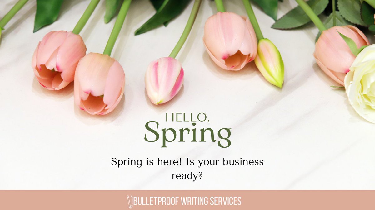 It’s officially spring! Do you have an equivalent of spring cleaning for your business? No matter how you celebrate the new season, BulletProof Writing Services is here to help with all your writing projects.
#Spring #SmallBusinessSupport #AmEditing #SupportLocal #SmallBizTips