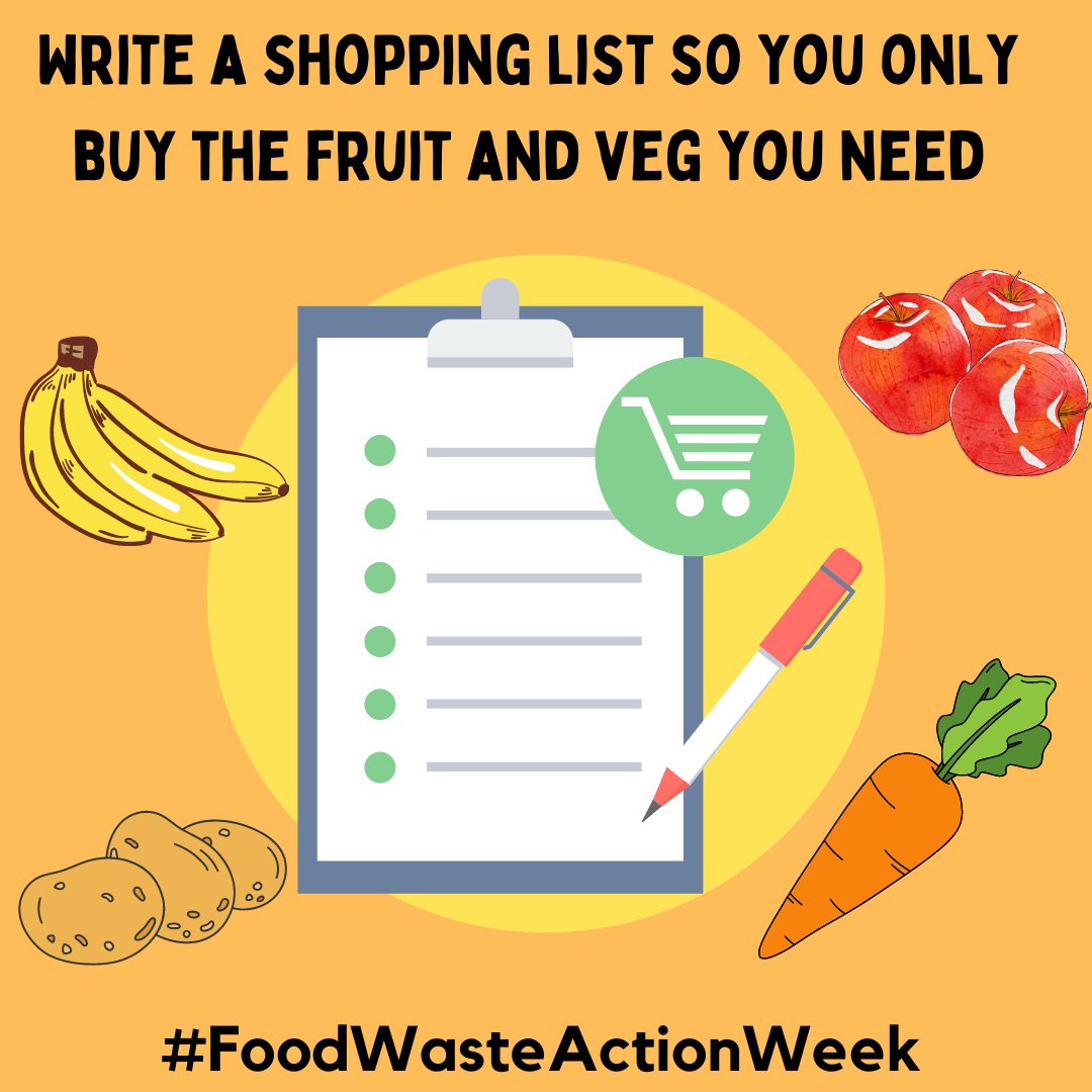 We're sharing 5 top tips to help you buy loose fruit and veg. Here's the first one - writing a shopping list might seem obvious but it will really help - no fruit or veg leftover! #FoodSavvy For more information head to 👇foodsavvy.org.uk/food-waste-act… #FoodWasteActionWeek