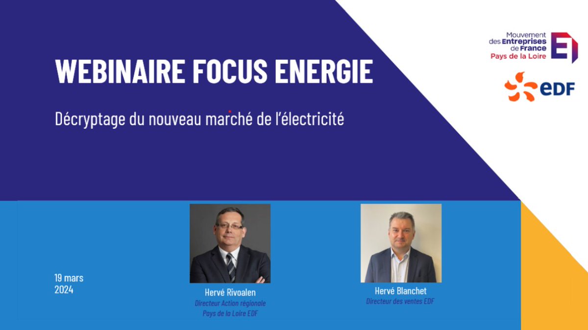 Vous avez loupé le webinaire sur le nouveau marché de l'électricité par <a href="/EDF_PdL/">EDF Pays de la Loire</a> , Pas grave c'est en replay ici : youtube.com/watch?v=oYn7QI… 
cc <a href="/medef/">Mouvement des Entreprises de France</a> <a href="/Samueltual/">Tual Samuel</a> <a href="/rivoalen_herve/">herve rivoalen</a>