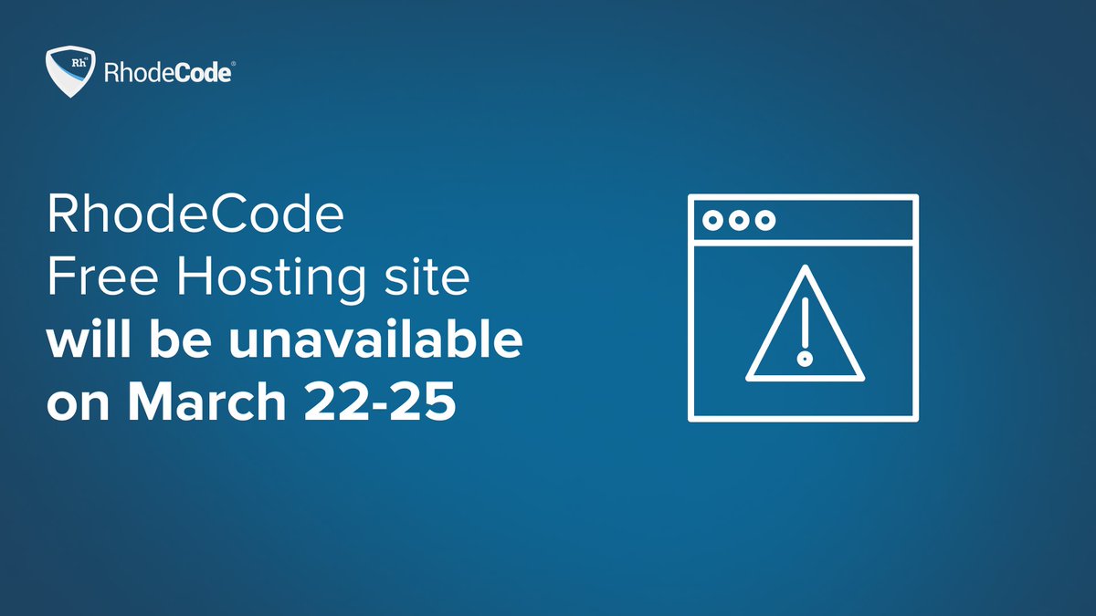 rhodecode's tweet image. ⚠️ Important ⚠️
RhodeCode Free Hosting site code.rhodecode.com will be unavailable from 11 am EST Friday, March 22, till 6 am EST Monday, March 25, due to essential maintenance.
#rhodecode #notice #maintenance