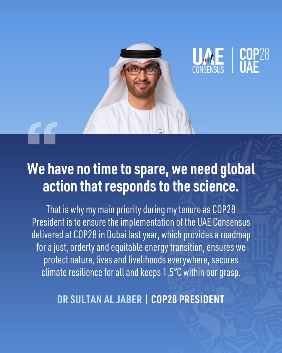 Today @WMO released their State of the Global Climate report, confirming that 2023 was the warmest year on record.

The message is clear - we need global action that responds to the science and keeps 1.5°C within reach.

#UAEConsensus #COP28
