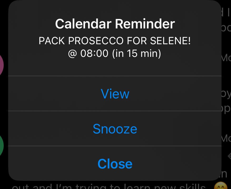 This morning’s calendar alert! @seleneytobin Defense Day! 🎉 🍾 😁!! But also… 😭 😭 😭.