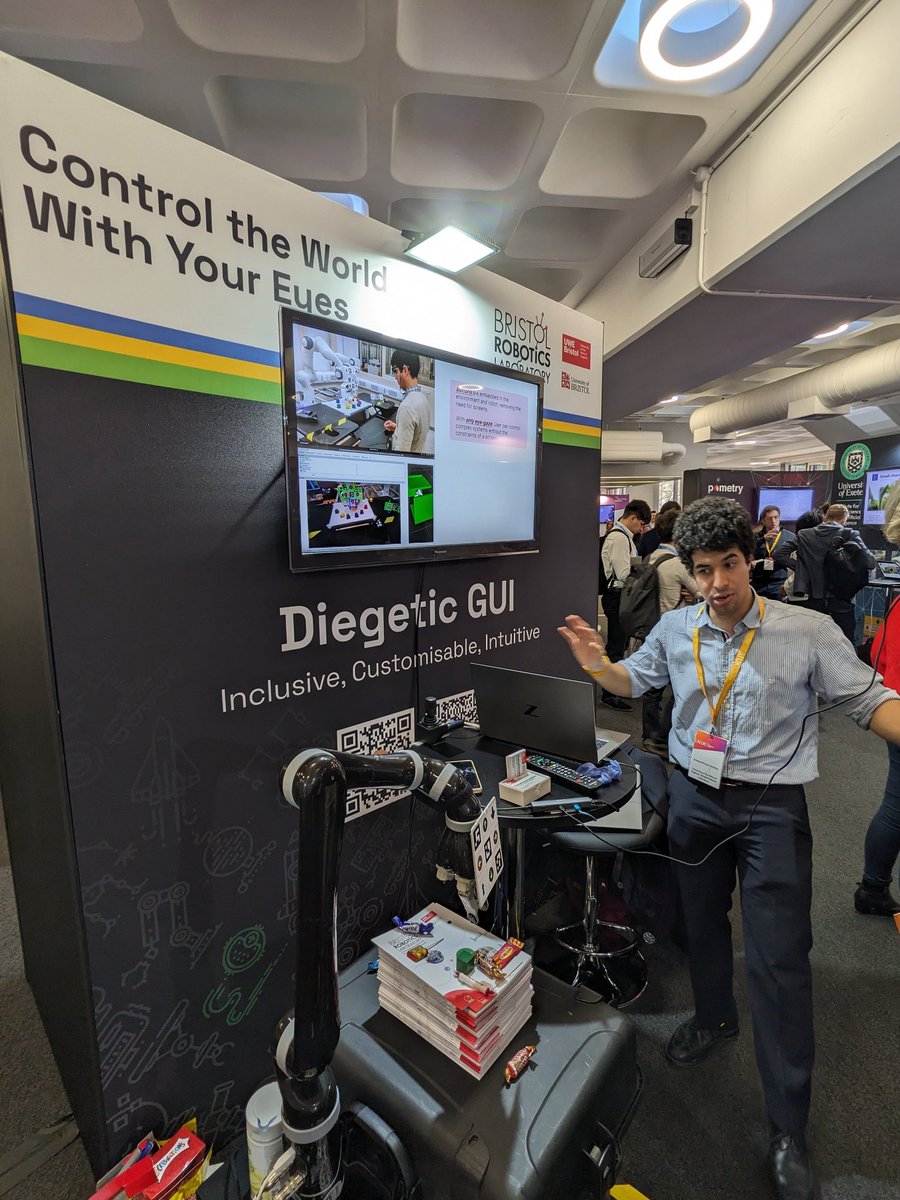 David Western (@dgwestern) on Twitter photo At #AIUK demoing 'Diegetic GUIs' to control robots with your eyes. If you're here, find us on the 1st floor and have a go!
Paper at arxiv.org/abs/2401.03944
<a href="/turinginst/">The Alan Turing Institute</a> <a href="/BristolRobotLab/">BristolRoboticsLab</a> <a href="/UWE_Research/">Research from UWE Bristol</a> At #AIUK demoing 'Diegetic GUIs' to control robots with your eyes. If you're here, find us on the 1st floor and have a go!
Paper at arxiv.org/abs/2401.03944
<a href="/turinginst/">The Alan Turing Institute</a> <a href="/BristolRobotLab/">BristolRoboticsLab</a> <a href="/UWE_Research/">Research from UWE Bristol</a>