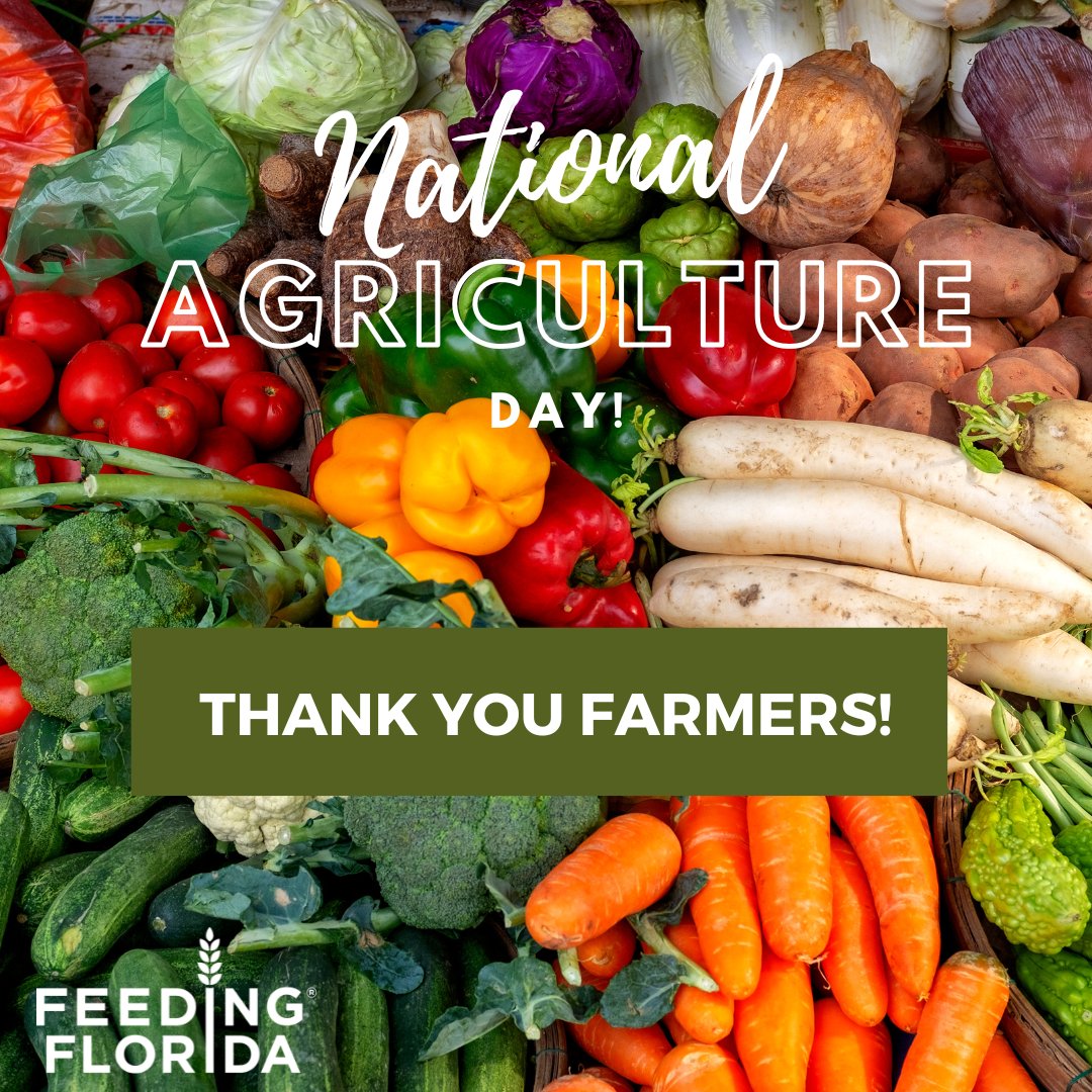 Happy National Agriculture Day! We want to give a big shout out to our farmers and ranchers who help us feed Florida every day of the year! THANK YOU FLORIDA AG!
