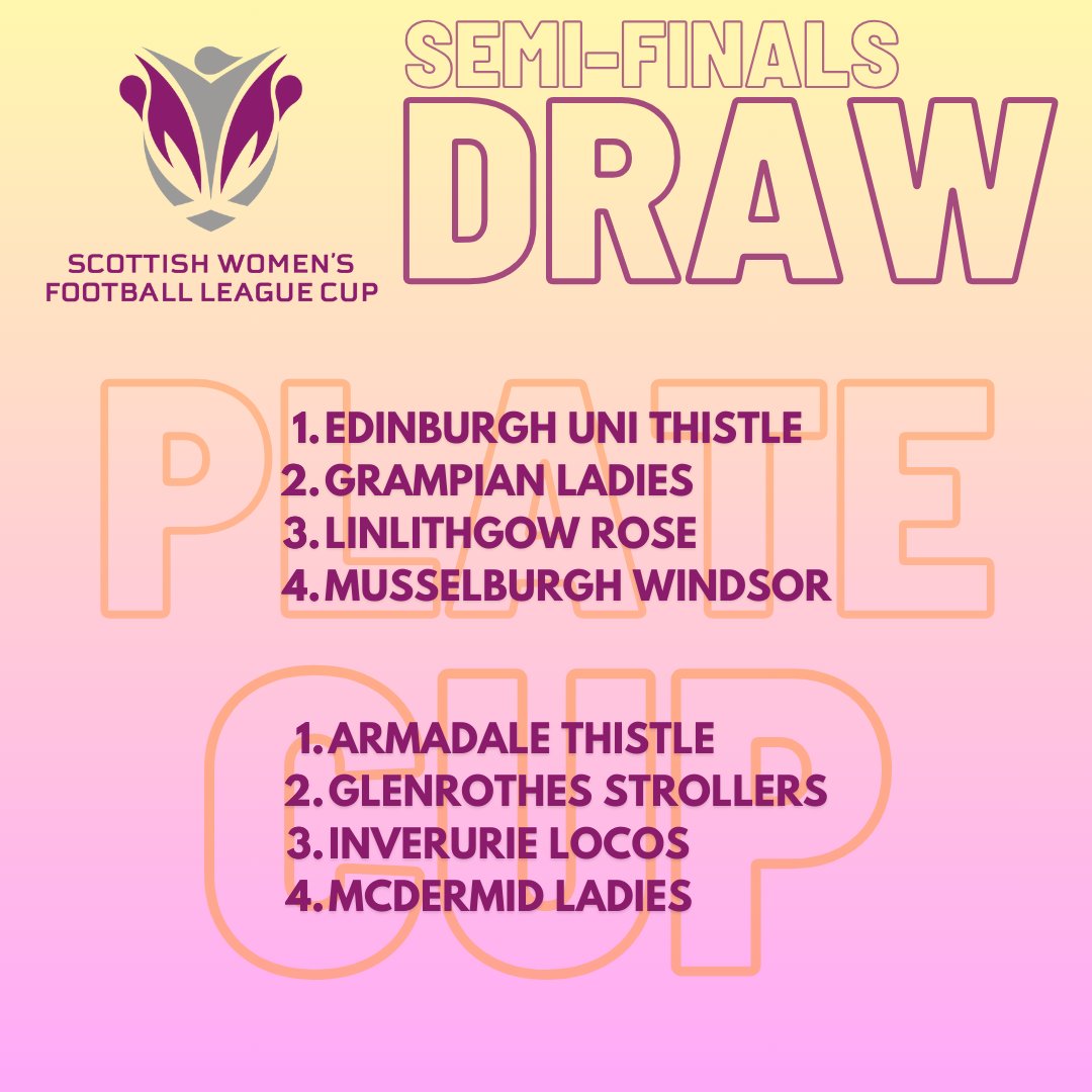 SWFL CUP &amp; PLATE DRAW

Check out SWF's Facebook and Youtube channels from 14:30 for the semi-final draw for the SWFL Cup and Plate. Good Luck to all teams! #BeTheDifference