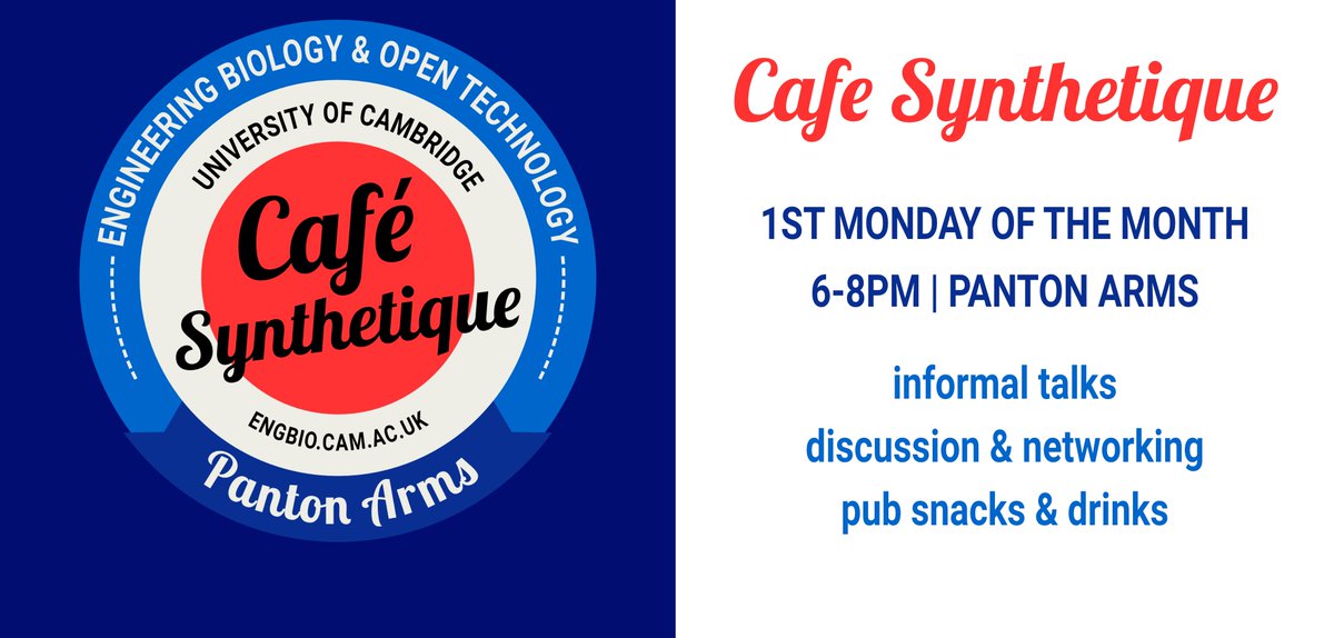 Join us at our popular Café Synthetique event on Mon 8 April 6-8pm, featuring: Graham Christie @cebcambridge 'Bacillus: Awake me!' who will discuss how we can use synthetic biology to exploit bacterial spores as vaccines, bio-catalysts &more..meetup.com/cambridge-synt…