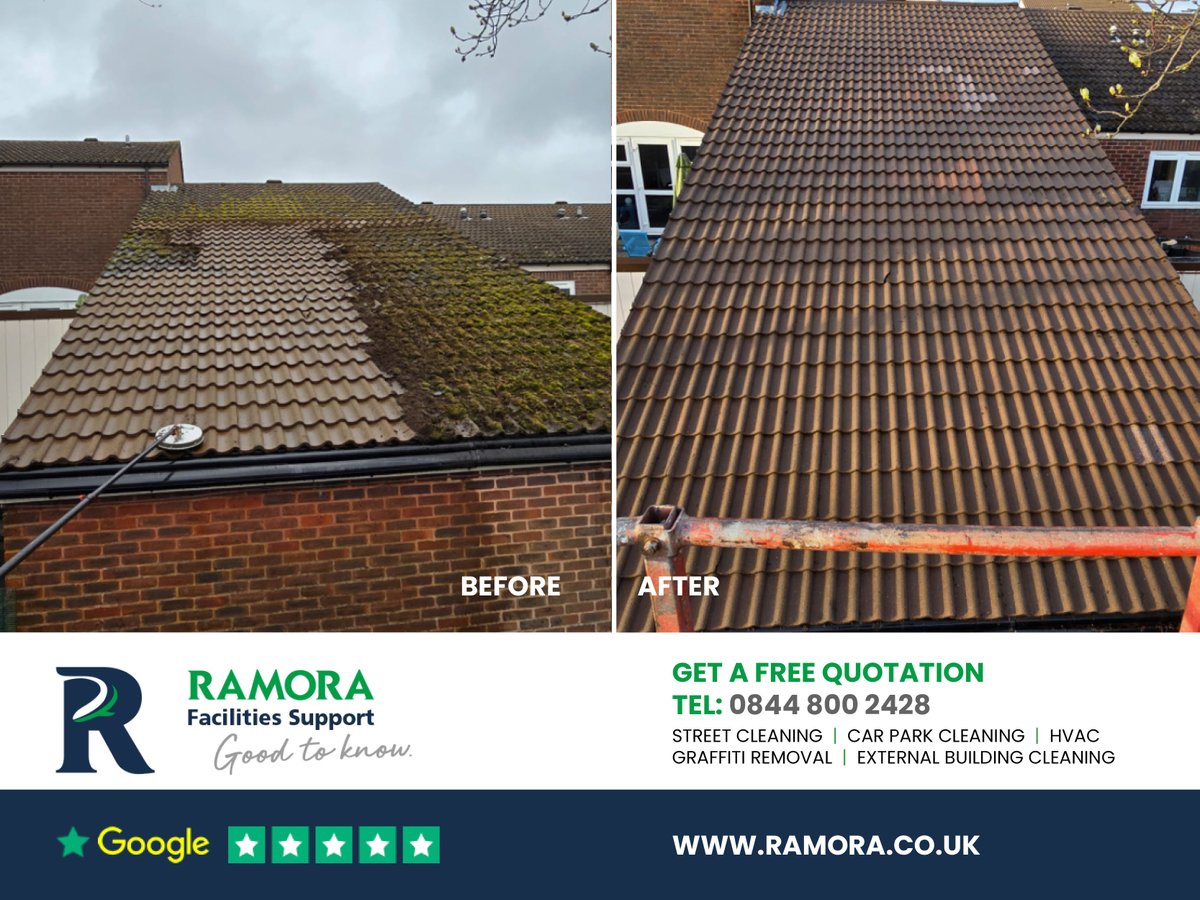Ramora_FS's tweet photo. We always love to show the before and after from a roof clean ✨
Our team have been working safely at height to remove the moss build up in London on behalf of @TheLamptonGroup.
#roofcleaning #deepcleaning #steamcleaning #ramora #london #lamptonservices https://t.co/CvdSl3YVY6