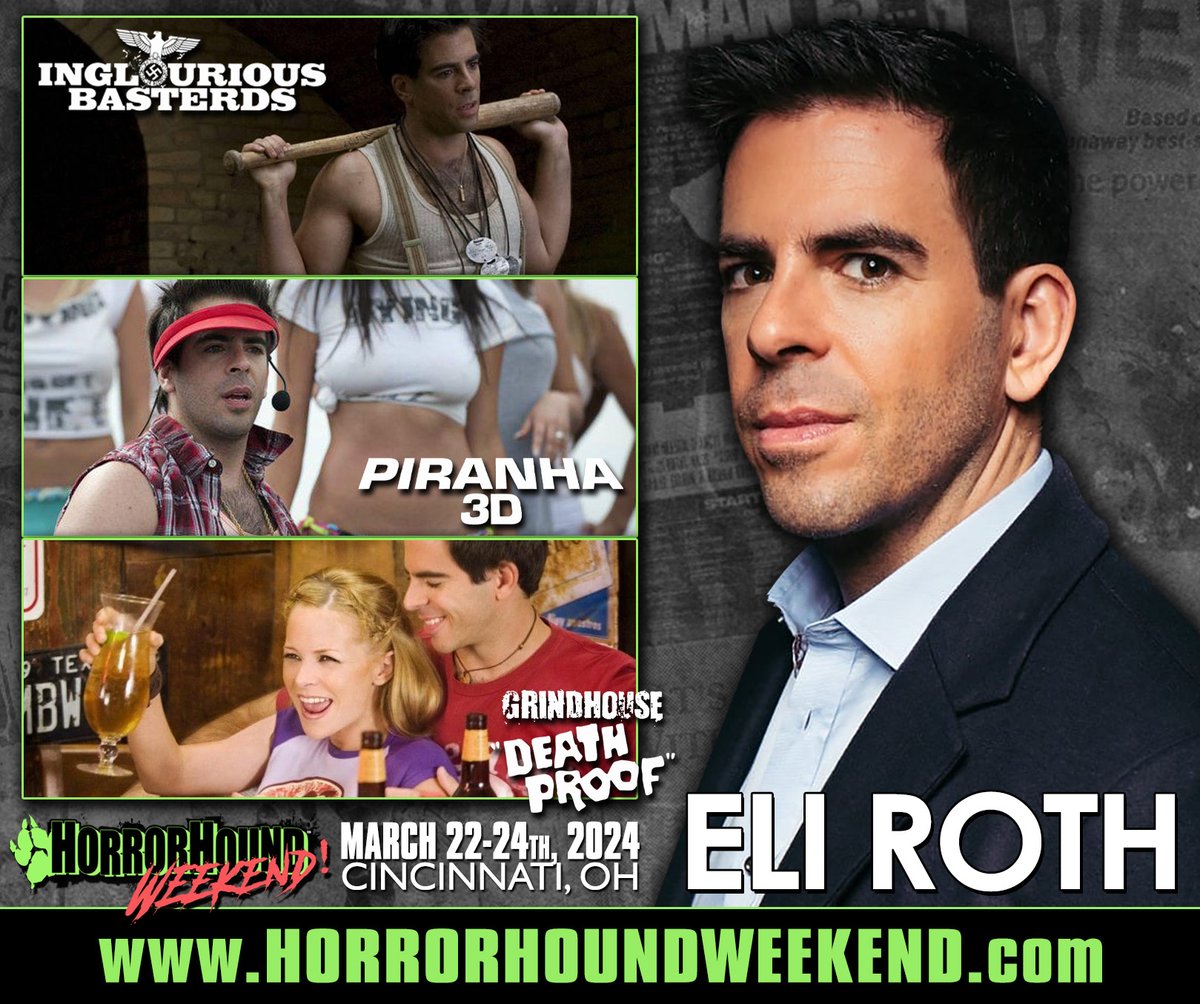 HorrorHound Weekend Cincinnati • March 22-24th, 2024! It's the final days for discounted tickets! Visit horrorhoundweekend.com! Come meet ELI ROTH! #cincinnati #horror #convention #icon #cincy #borderlands #thanksgiving #cabinfever #hostel #grindhouse #clown #haunt