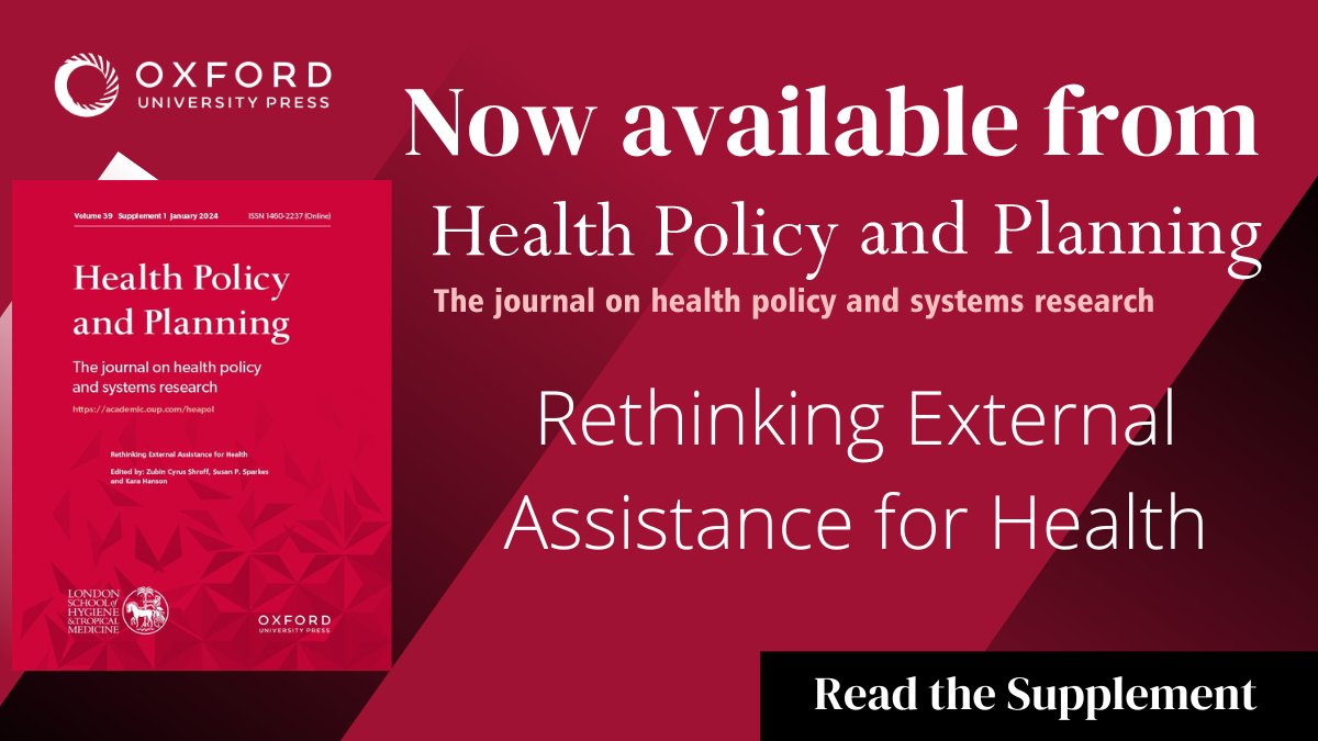 'The 13 research articles, innovation and practice reports and commentaries presented in this supplement provide concrete examples, ideas and reflections that add to our understanding of external assistance for health.' Read now! bit.ly/43qvRz3 @AllianceHPSR @H_S_Global