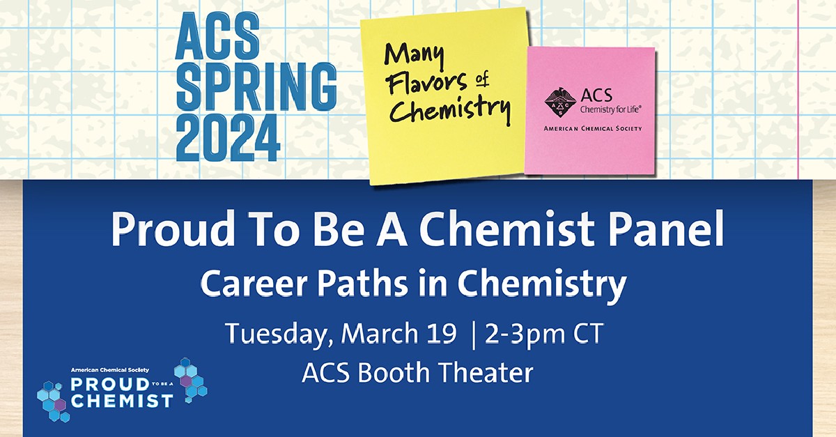cenmag's tweet photo. If you're at #ACSSpring2024 make sure to head to the ACS Booth Theater today from 2-3pm CT for the Proud To Be A Chemist Career Panel: Career Paths in Chemistry:
https://t.co/lfsKAhgiDw
#ACSSpring2024 #PTBAC https://t.co/PTOCbsywhj