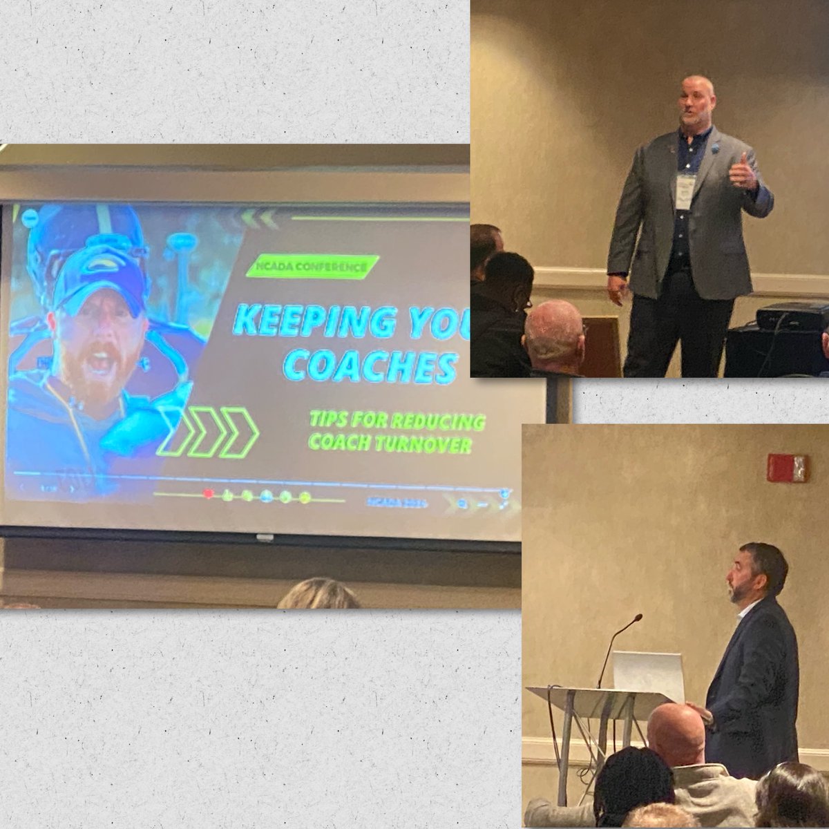 Our @CMSAthletic1 ADs @EMeckAthletics Coach Fowler and @HopewellAD Coach Bourque presenting at State @NCADA1970 Conference