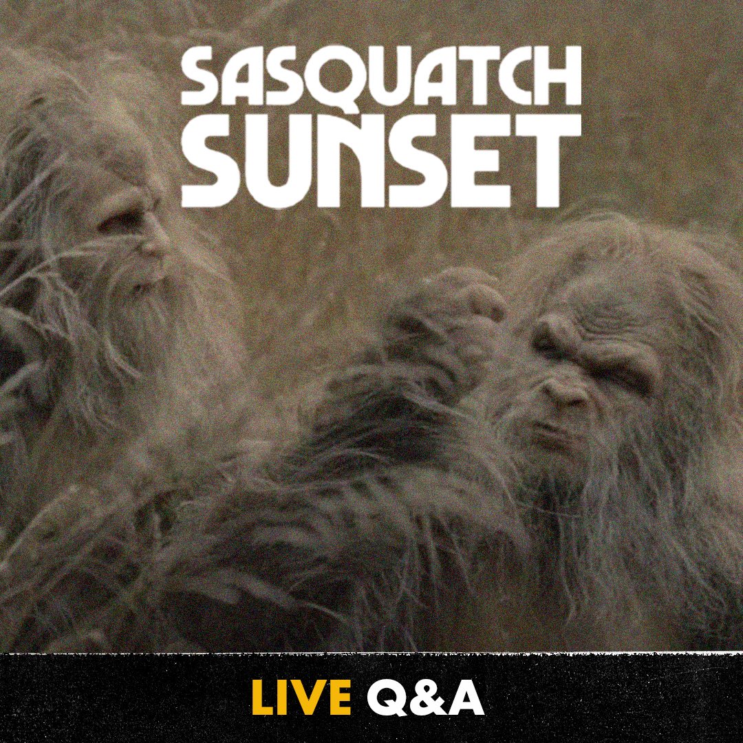 After watching the absurd, epic, hilarious, and poignant SASQUATCH SUNSET, we still have some questions. That’s why we’ll be chatting with star Jesse Eisenberg after at a live Q&A in Brooklyn! 🎟️: drafthouse.com/nyc/event/live…