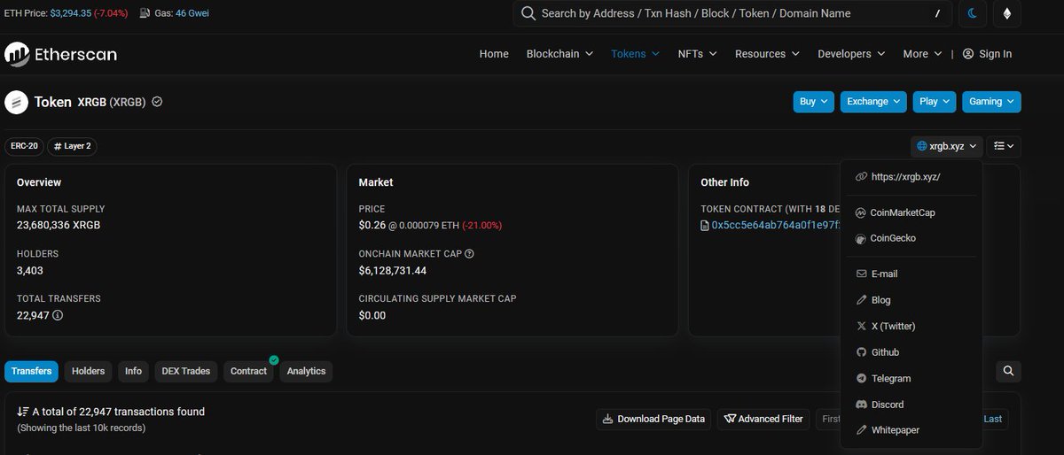 XRGB404's tweet photo. $XRGB details are now live on Etherscan! 📊 Dive in for easy access to all the info you need.
#X404 #XRGB #MNGA https://t.co/gN5p4xz6bS