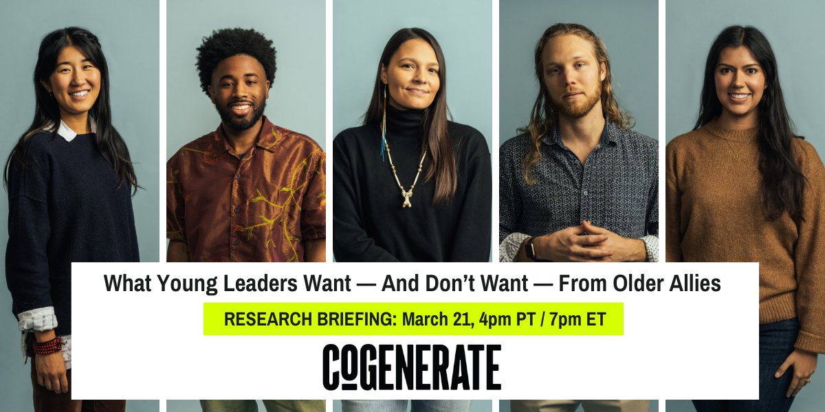 How can older generations collaborate with Gen Z and Millennial leaders more effectively? @AARP @Co_Generate and 31 young leaders provide answers this Thursday Mar 21 from 4-5pm PT / 7-8pm ET w/welcome remarks by AARP CEO @JoAnn_Jenkins Register now 👉bit.ly/young-leaders-…
