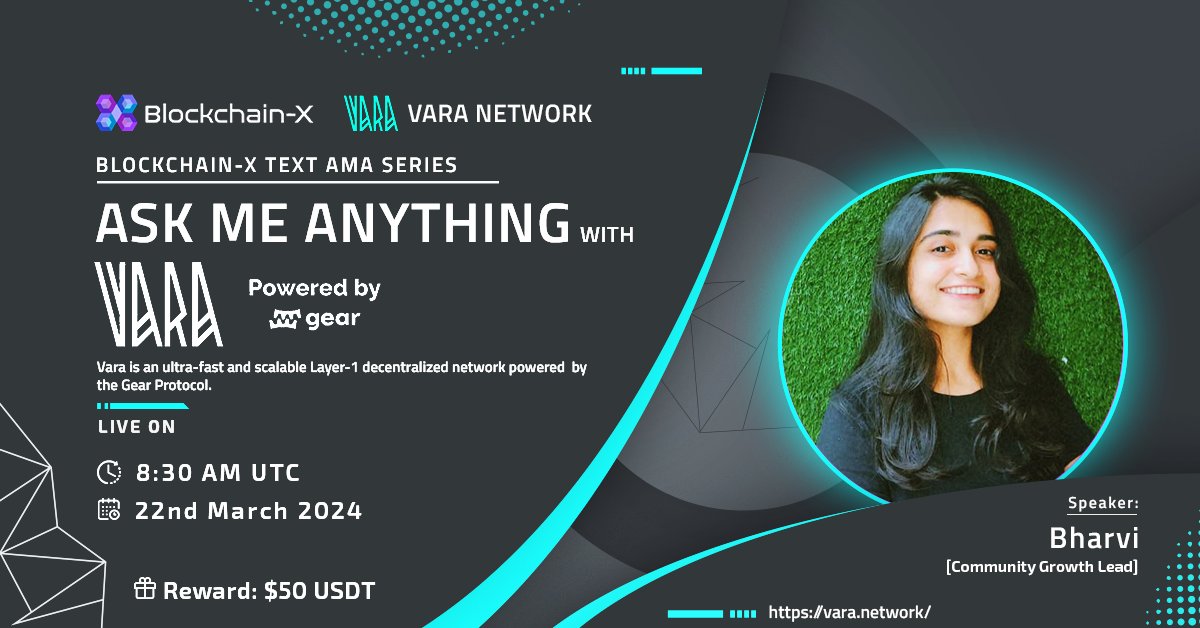 📣 We're pleased to announce our next #TextAMA with 𝗩𝗮𝗿𝗮 𝗡𝗲𝘁𝘄𝗼𝗿𝗸.

◾Topic: Vara Network's impact in the blockchain space

📆 Date : 22nd March 2024
🕓 Time : 8:30 AM UTC
🏠Venue: t.me/blockchainxglo…

💰Reward: $50 USDT 🔥

⚠️ Rules: Must follow both these two