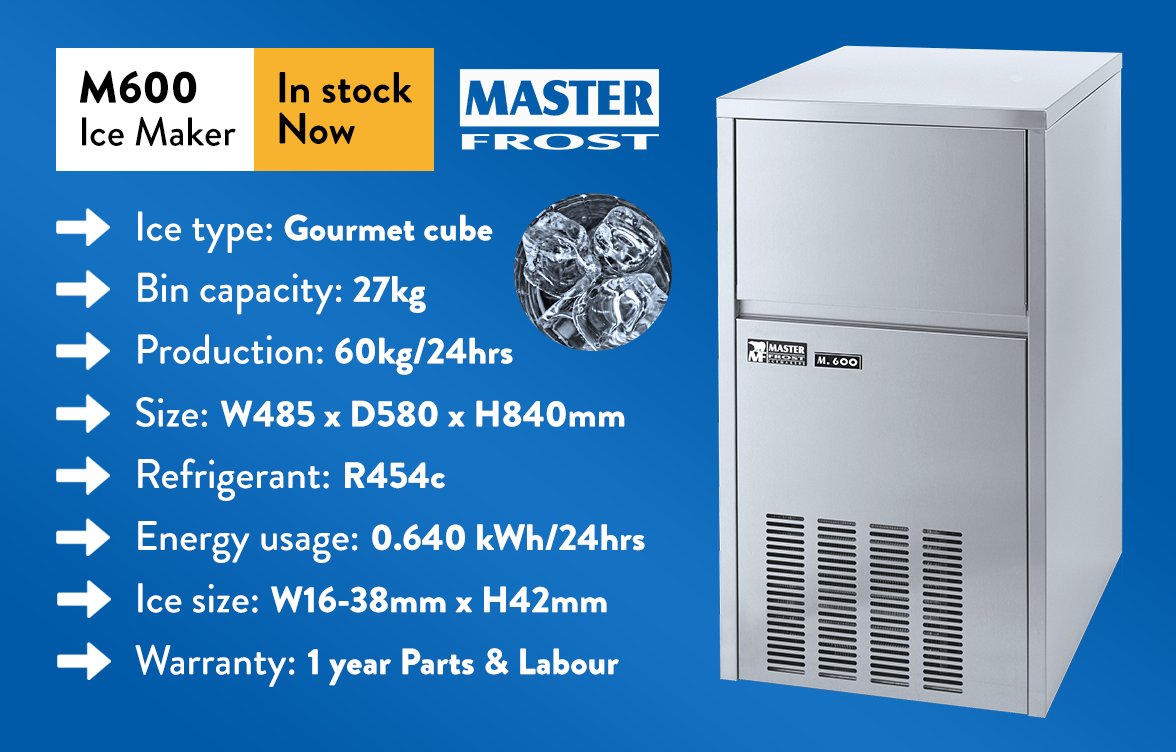 BlueBadgerEquip's tweet image. 📢 𝗜𝗻 𝗦𝘁𝗼𝗰𝗸 𝗡𝗼𝘄: Experience unrivaled ice-making performance with the #Masterfrost M600 gourmet #icemaker, crafted to meet the demanding needs of restaurants, bars, hotels, hospitals, and other commercial environments.

📖 𝗟𝗲𝗮𝗿𝗻 𝗺𝗼𝗿𝗲: eu1.hubs.ly/H089LB20