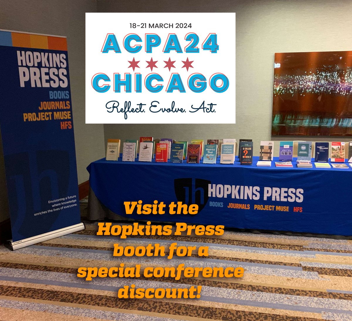 The Hopkins Press #ACPA24 exhibit is open in Chicago! Visit our booth in the Grand Marketplace today and tomorrow, 9am-1pm Browse our titles and treat yourself to a 30% discount on books and journal subscriptions!