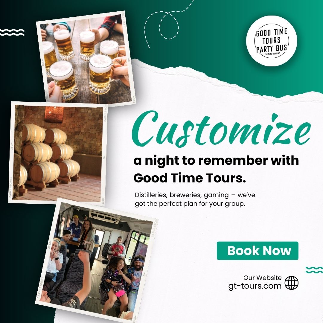 gttours_00's tweet image. Customize a night to remember with Good Time Tours. 🎈Distilleries, breweries, gaming – we&apos;ve got the perfect plan for your group. 🌟

Book Today!

🌐: gt-tours.com

#CustomizedEvents #GoodTimeTours