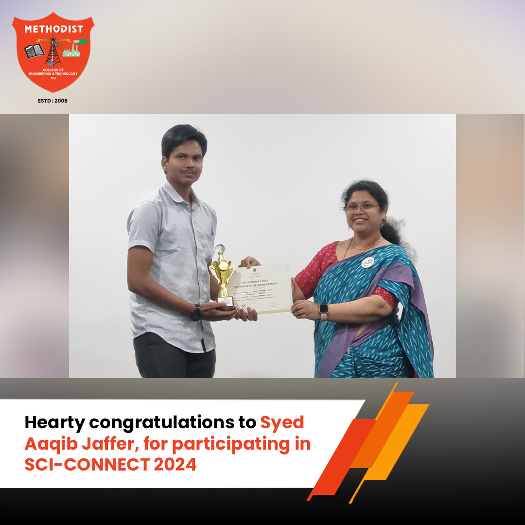 MCETHyderabad's tweet photo. Hearty #Congratulations to Syed Aaqib Jaffer, #ECE-A first year student at #MCET, for #Participating in #SCI_Connect2024, an #InterCollegiateScienceFest organized by the #DepartmentofScience at St. Mary's College, Yousufguda.
#Trophy #Certificates #Achievement #Winner #Success https://t.co/knKSe5zPDT