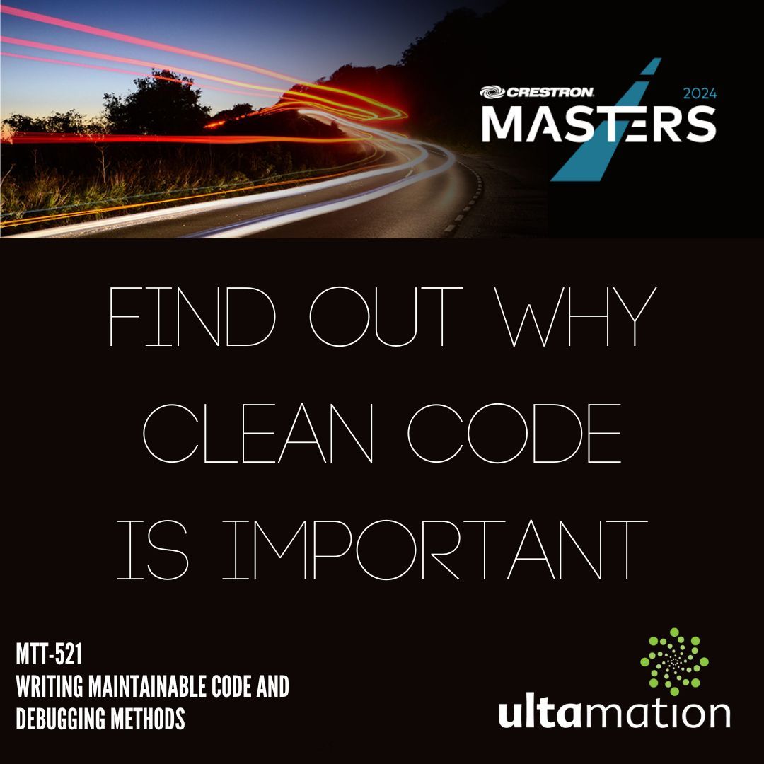 Ultamation's tweet image. If you're over at #CrestronMasters join Oliver Hall, Chris Tatton, Jason Meyer & Raphael Tiffault at 13.45 this afternoon to discuss clean code and debugging.
#crestron #ultamation #crestronmasters2024 #softwareengineers